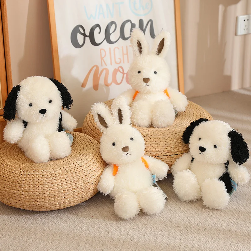 Fluffy Stupid Cute Plush Dog Carrot Bunny Toys Home Decor Soft Carry A Bag Birthday Gift Girl Creative Stuffed Accompany Doll