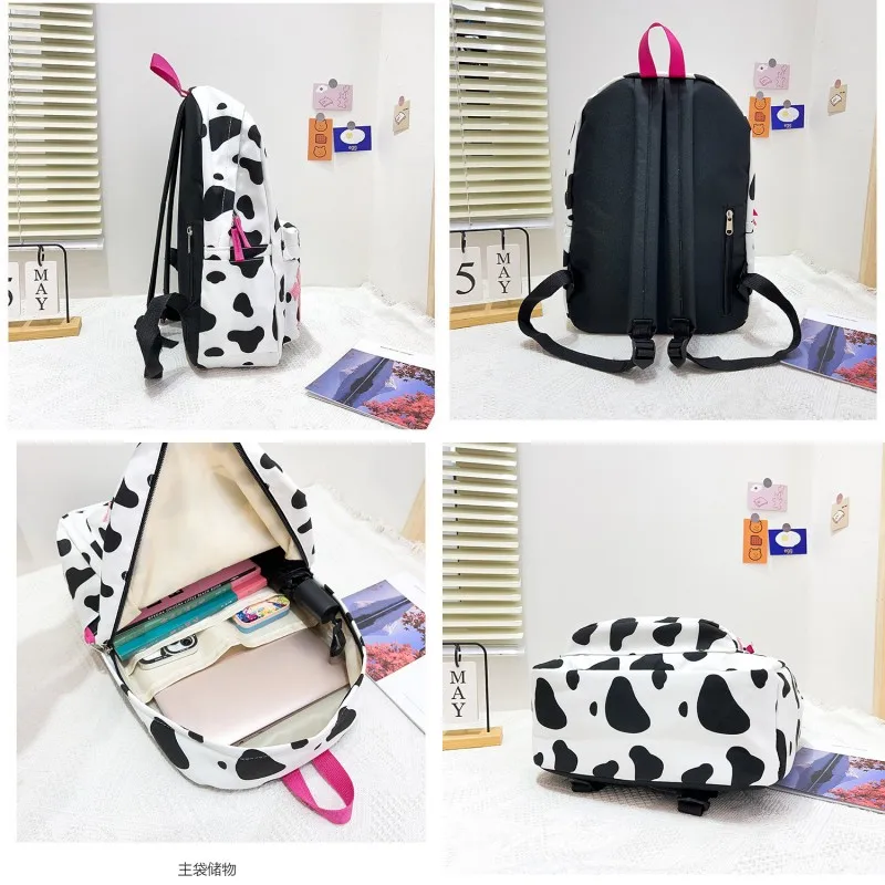 Yk2 Sanrio Hello Kitty Backpack Kawaii Kt Canvas Travel Bag Cartoon Printed Shoulder Bag Student Schoolbag High Capacity Gift