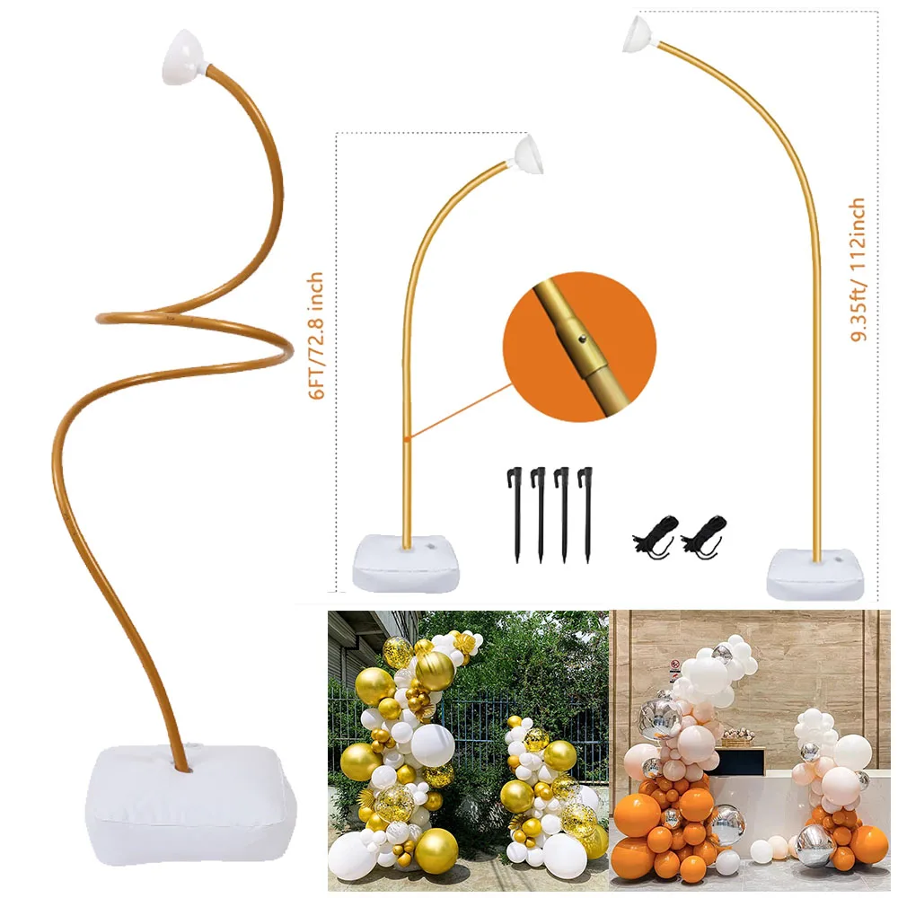 1.9m Deformable Arched Balloon Stand Free Bending Shape Balloon Column Birthday Party Baby Showers Wedding Decoration Supplies