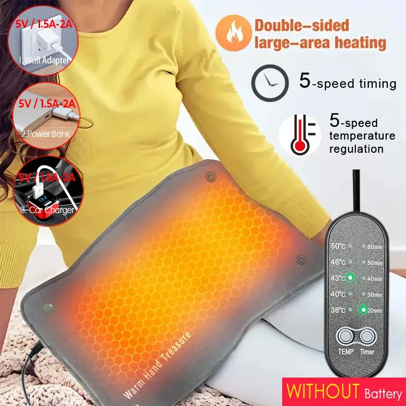 

Graphene Heating Pad Remote-Control Adjustable Temperature Hand Warmer Warmth for Hands, Feet & Waist USB Charging