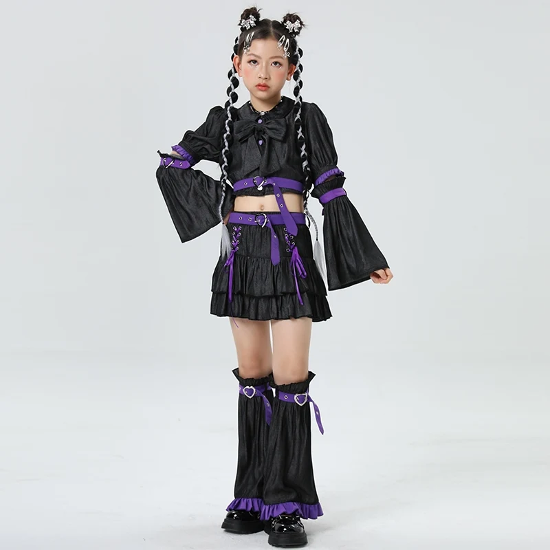 2025 Nieuwe Meisjes Groep Prestaties K-pop Outfits Kids Jazzdans Kostuum Kinderen Ballroom Dans Kleding Street Wear XS 9851