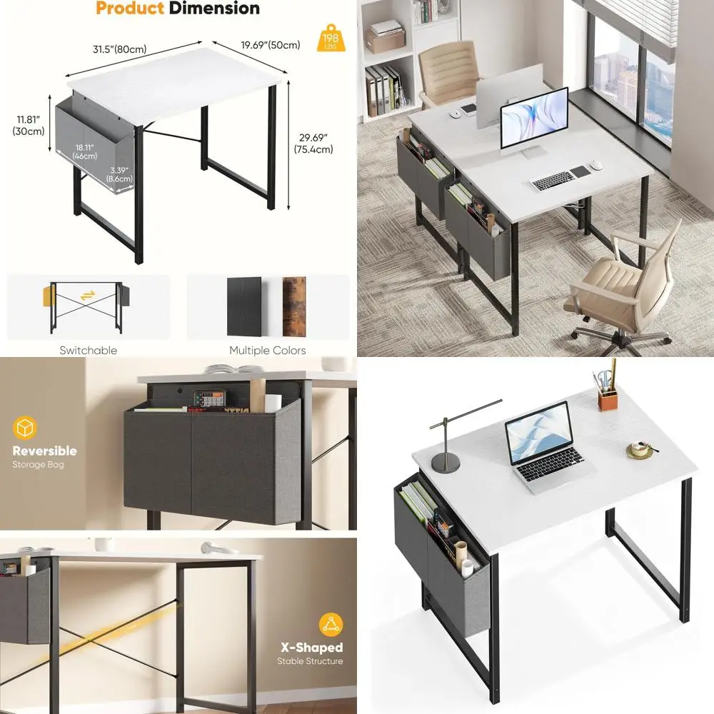 

Белый домашний офисный стол 31 с местом для хранения для спальни, игр и учебы в небольших помещениях