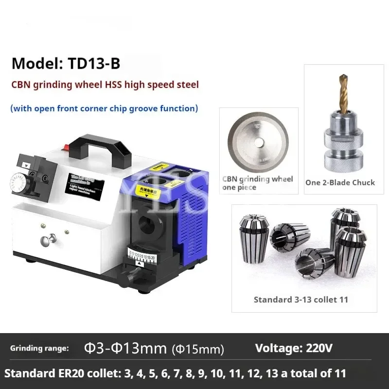 Afilador de brocas, máquina de molienda de taladro pequeño estándar equipado con CBN, rectificado de rueda de diamante, taladro de acero de alta velocidad HSS, 160w
