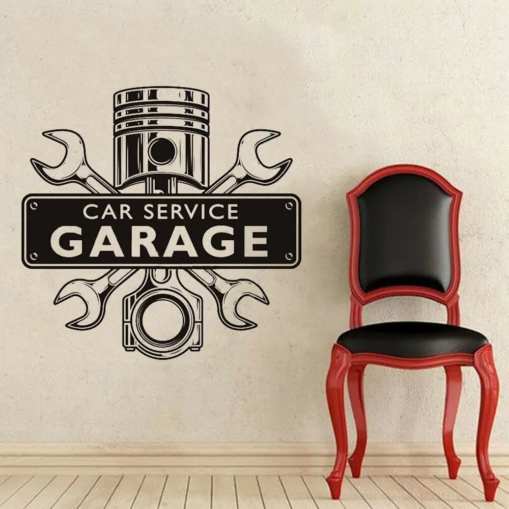 Autocollants muraux en vinyle pour atelier de réparation, service de voiture, garage, grosign, moteur croisé parfait, décoration de la maison, décalcomanies murales, Y459