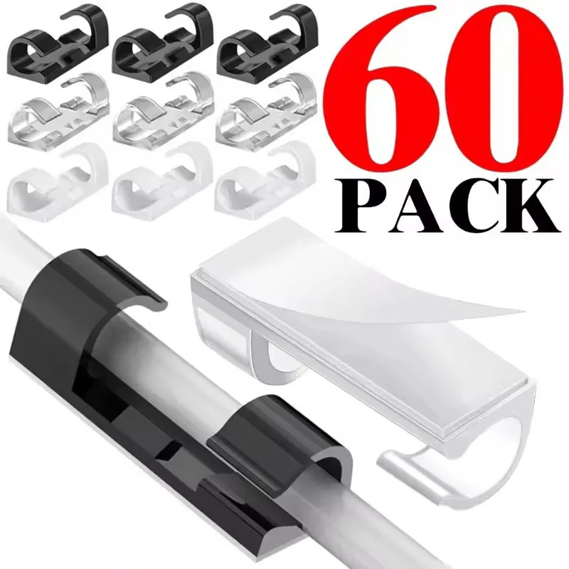Adhesive Cable Clips Small Size Wire Holder Wall Strong Self Adhesive Stickers Desk Car Office Home Cord Management Organizer