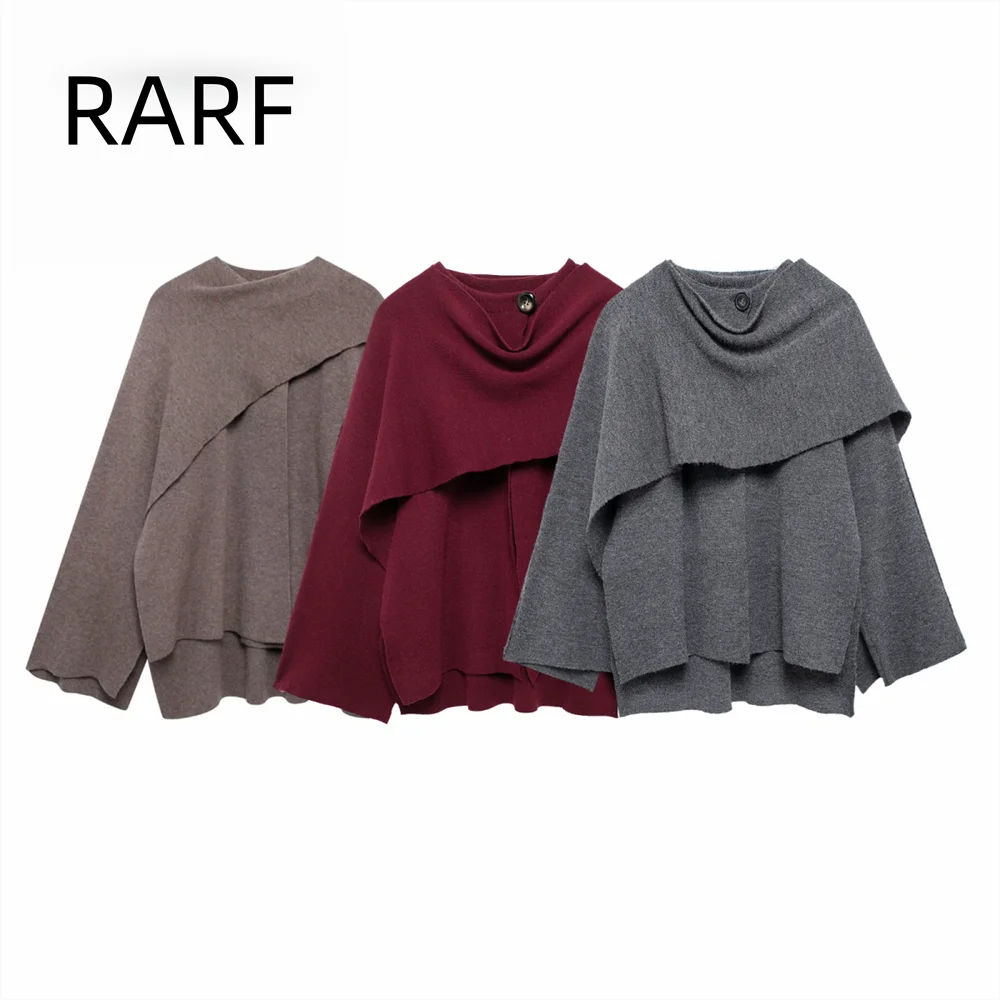 2024  Autumn/Winter  New Product:  Advanced Cape  style  Round  Neck  Long Sleeve Short Knitted Coat