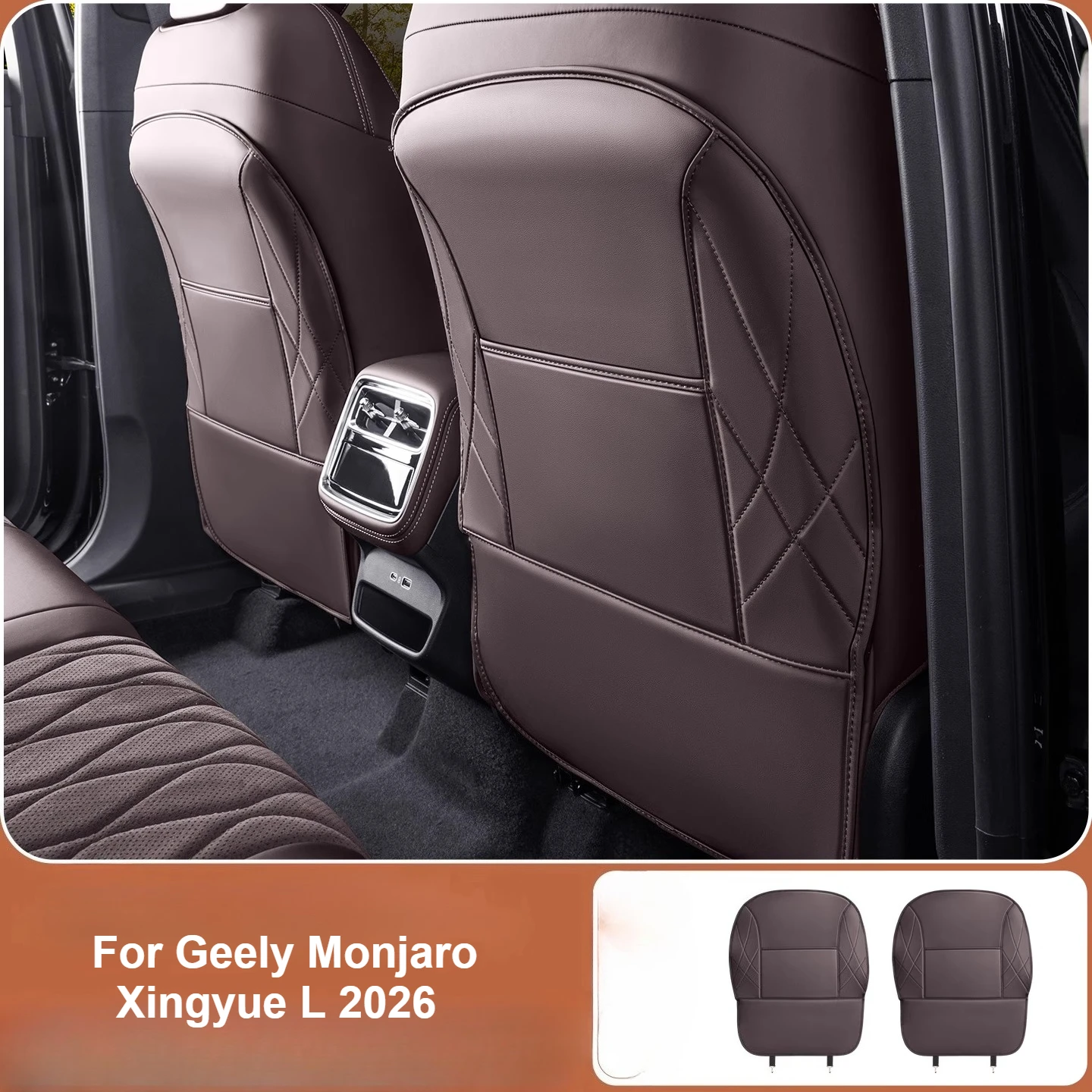 

Seat Back Anti Kick Pad Leather Full Wrapped Front Seat Protector Interior Trim Accessories For Geely Monjaro Xingyue L 2026