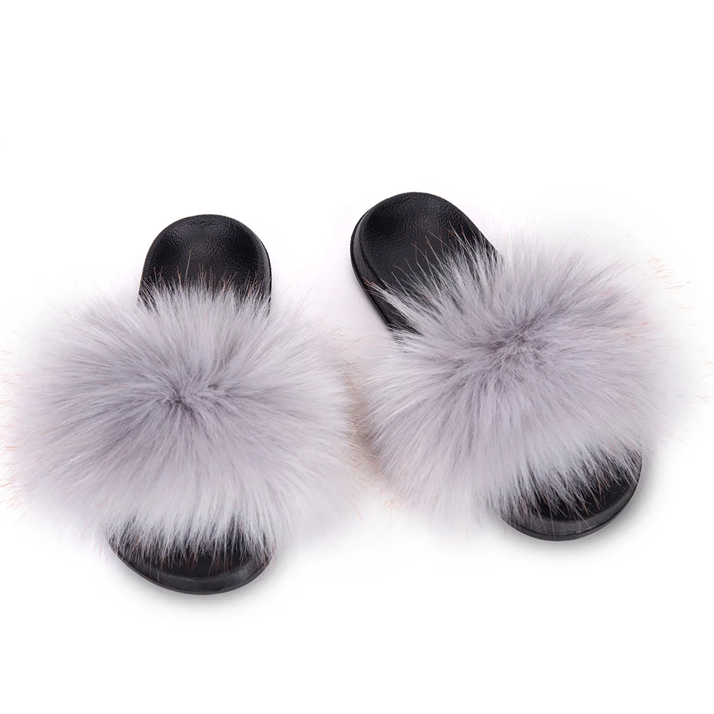 MPPM Faux Fur Slippers Fur Slides  Fur Fluffy Sandals Girls Beach Home Plush Sliders Furry Flip Flops Women Shoes Woman