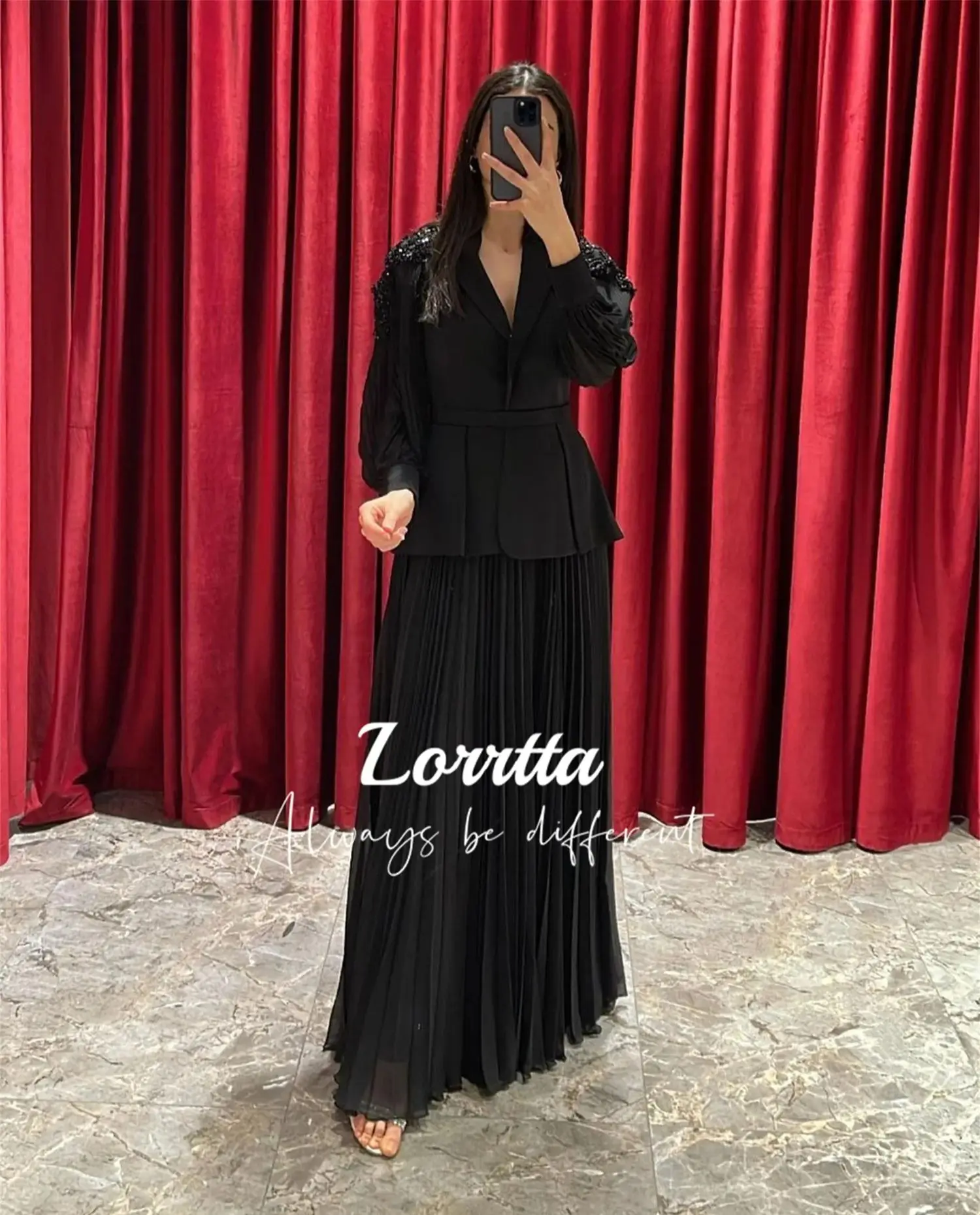 Lorrtta Glitter Decoration Party Dress Two Piece Set Evening Dresses for Special Events Robes De Cocktail Customized فساتين سهرة