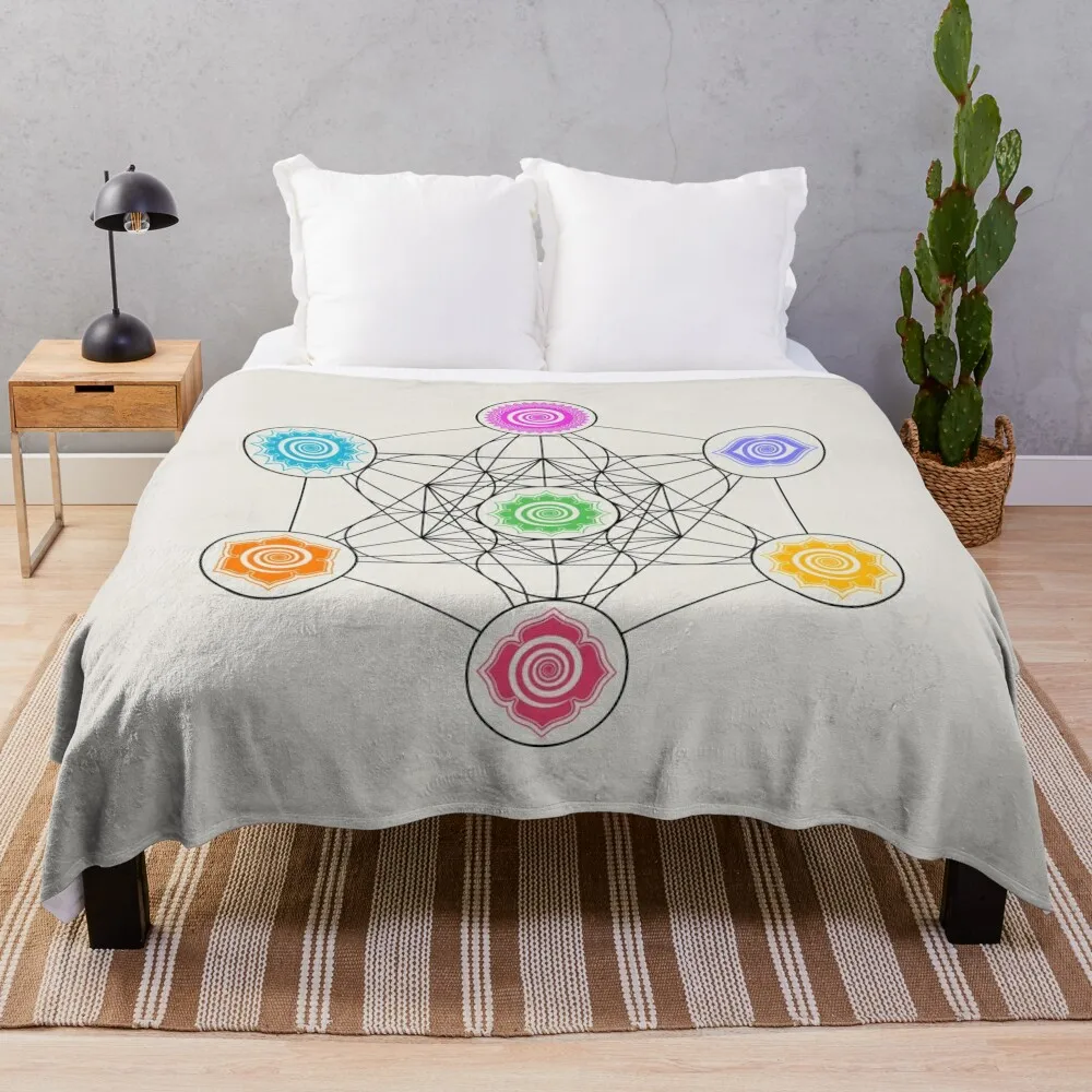 

Metatrons Cube, Chakras, Sacred Geometry, Cosmic Energy Centers Throw Blanket Hairy Luxury Designer For Baby Heavy Blankets