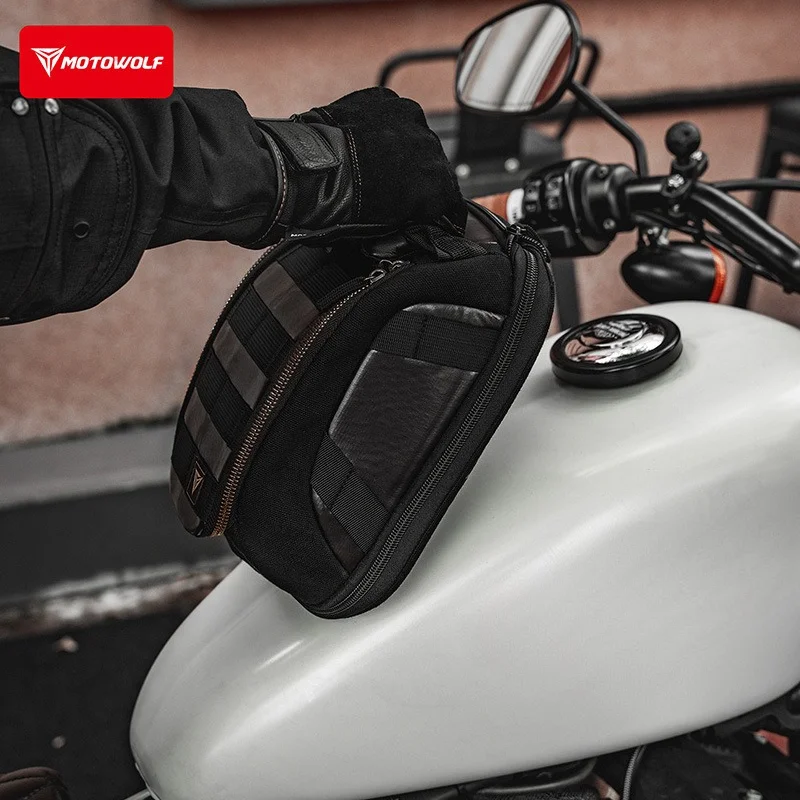 

Motowolf Magnetic Motorcycle Tank Bag Waterproof Vintage Leather Motorcycle Tank Bag Travel Set