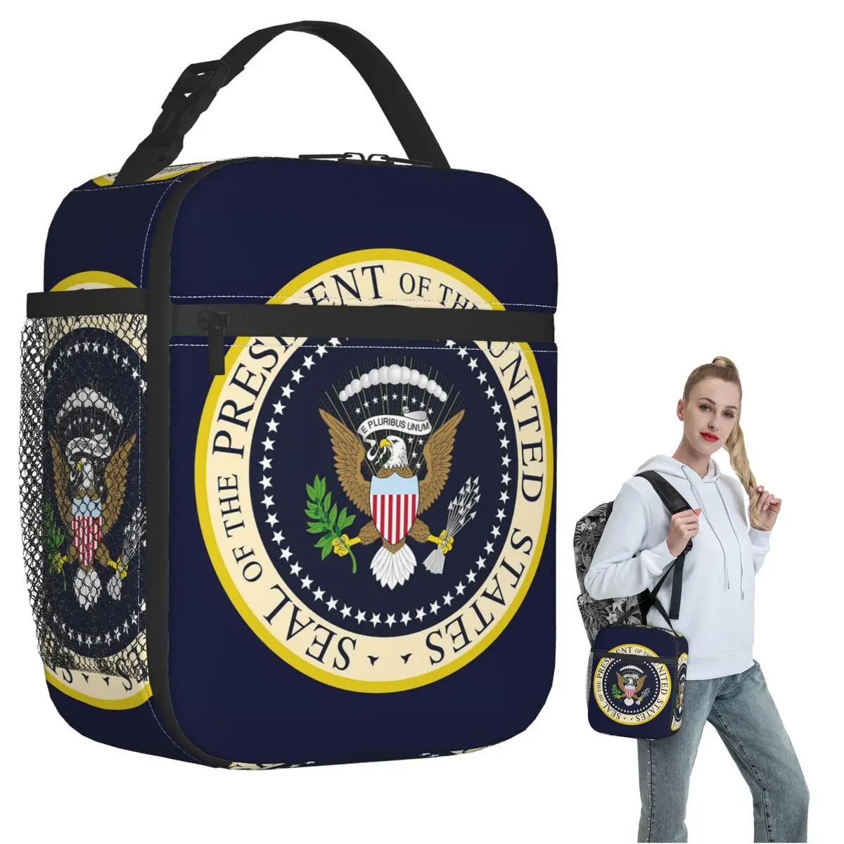 Seal Of The President Of The United States Us Usa Insulated Lunch Bag for Women Kids Leakproof Food Boxes Thermal Lunch Box Tote