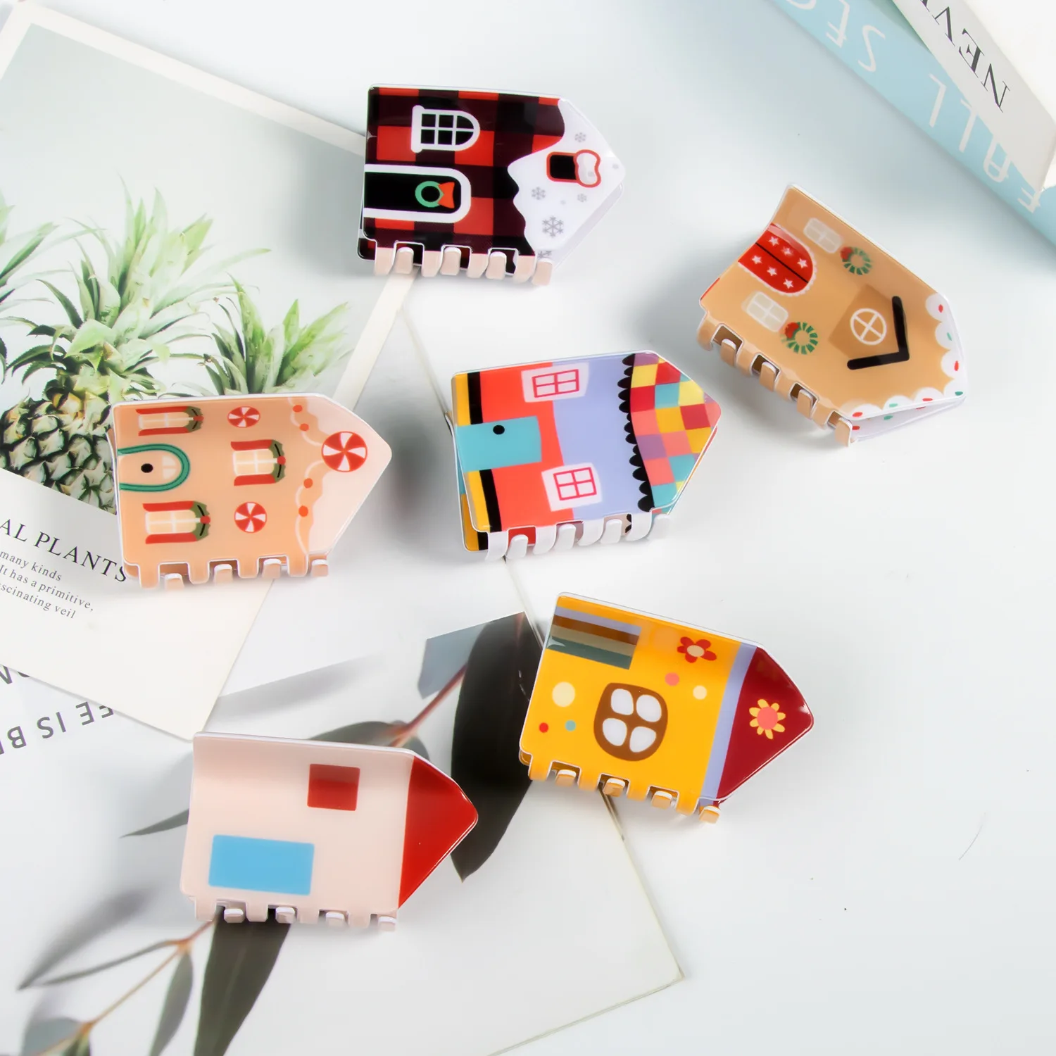 Cartoon Build House Hair Clips Cute Colorful Villa Hair Claw Funny Mini Cabin Hairpin Gift For Girls Hair Accessories For Women