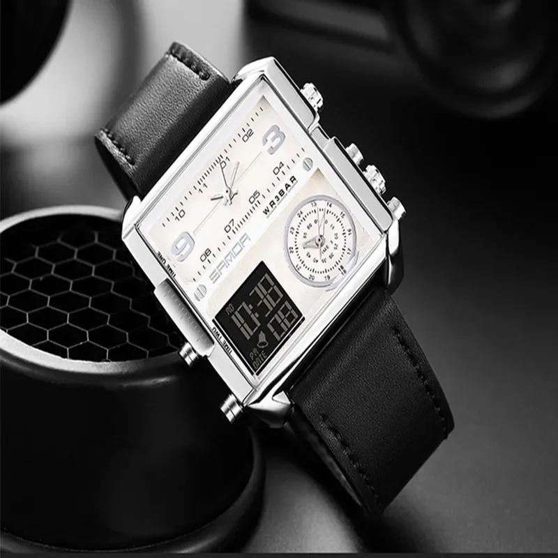 

2023 SANDA 6023 Casual Personality Business Men's Watch Fashion Square Electronic Watch Cool Stainless Steel Men's Watch