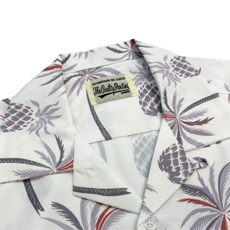 WACKO MARIA Hawaii camisa manga curta, camisa de gola vintage para homens e mulheres, tops de melhor qualidade, verão