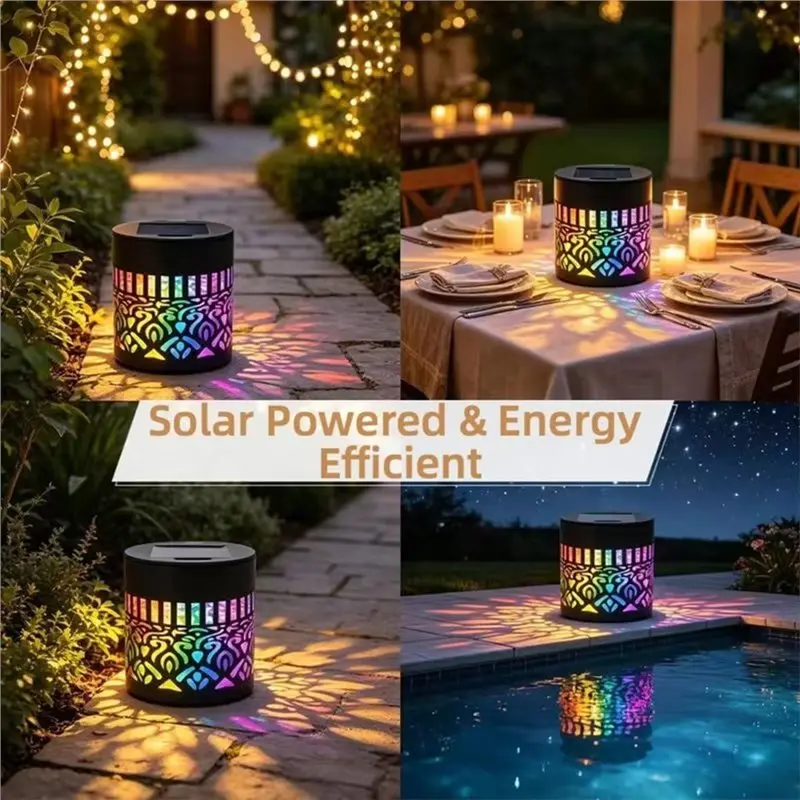 AWAH 4Pcs Solar Projection Wall Lights Solar Outdoor Wall Light Waterproof Mandala Pattern Sensor For Garden Lawn Porch