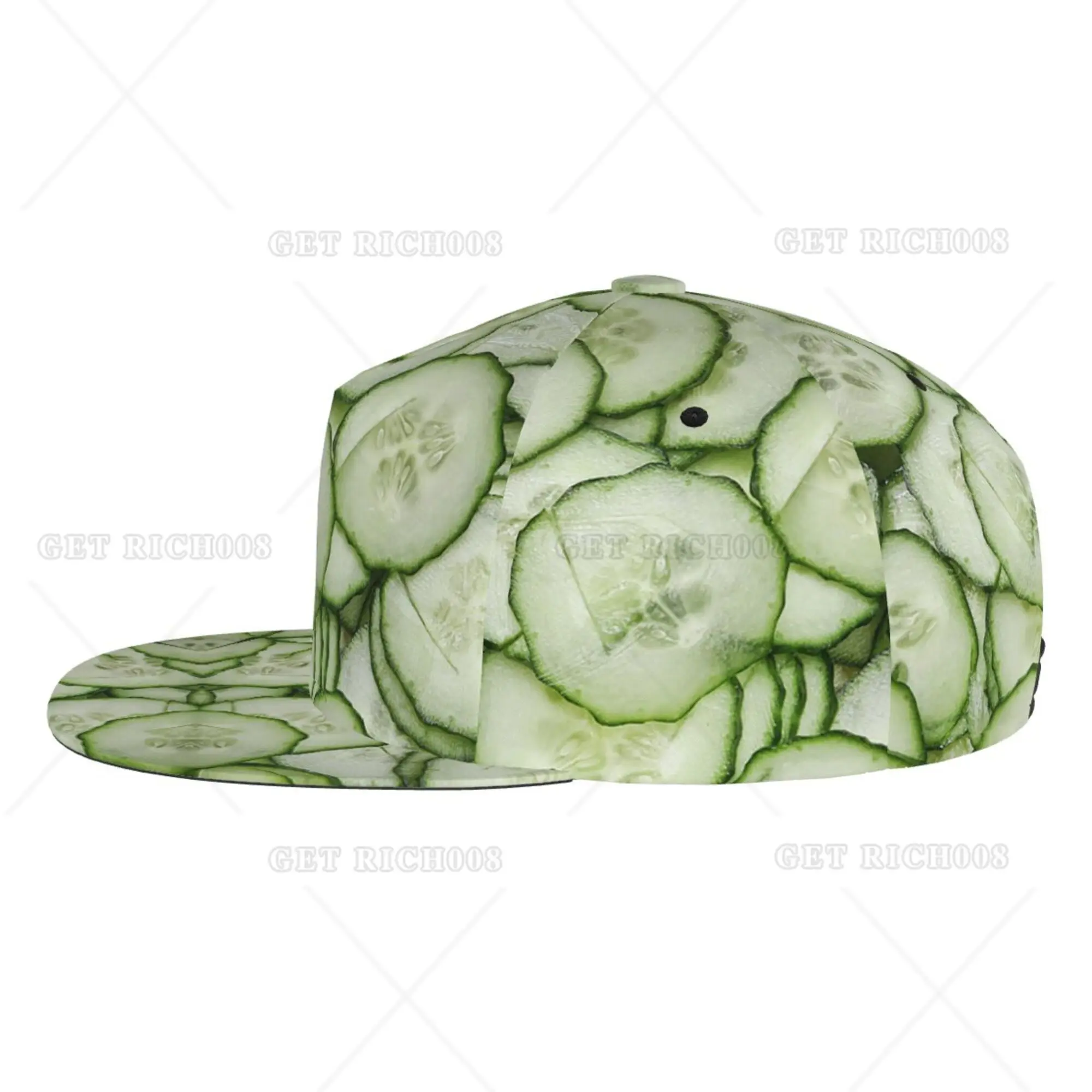 Cucumber Funny Flat Brim Baseball Cap Adjustable Summer Snapback Hat for Men Women Unisex Hip Hop One Size Print