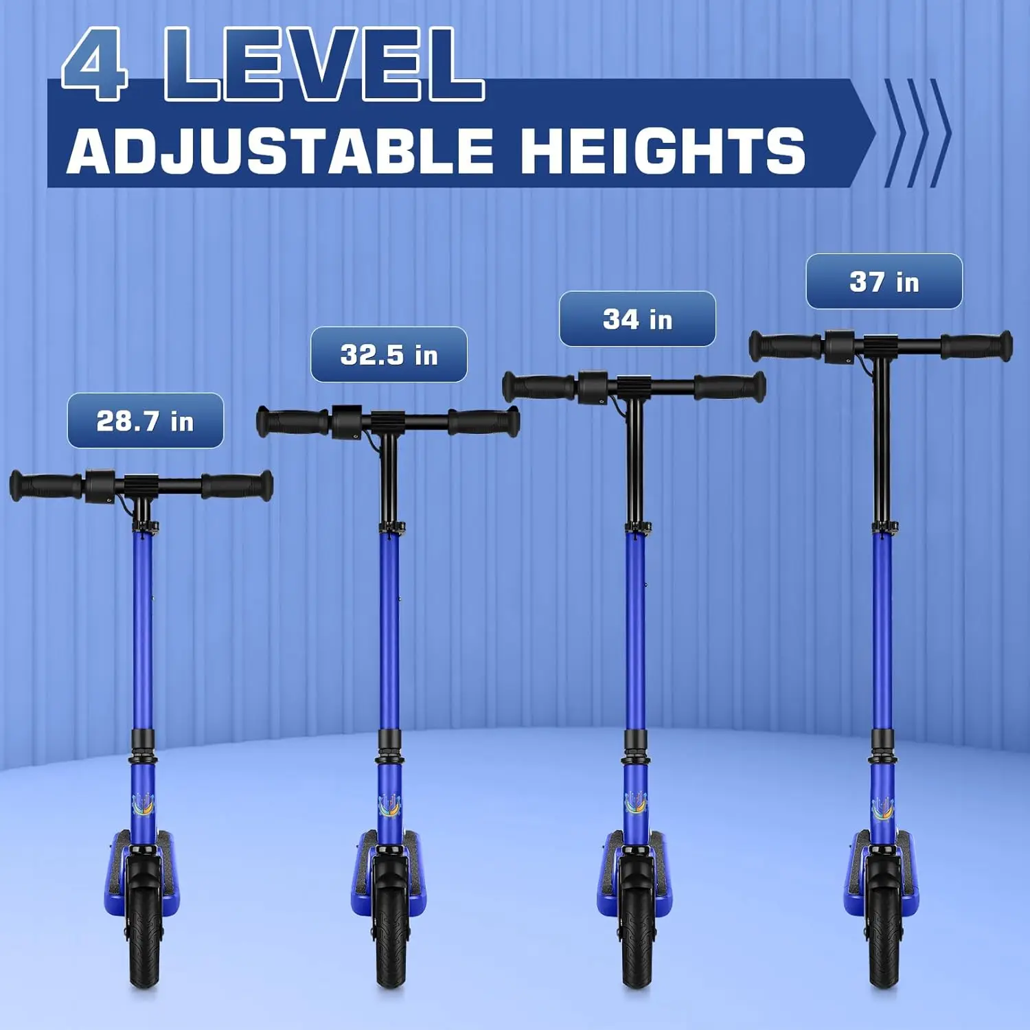 Kids Electric Scooter for Ages 6-14,150W Motor,4 Adjustable Height&Speed,LED Display&Colorful Lights,Best Gifts for Girls&Boys