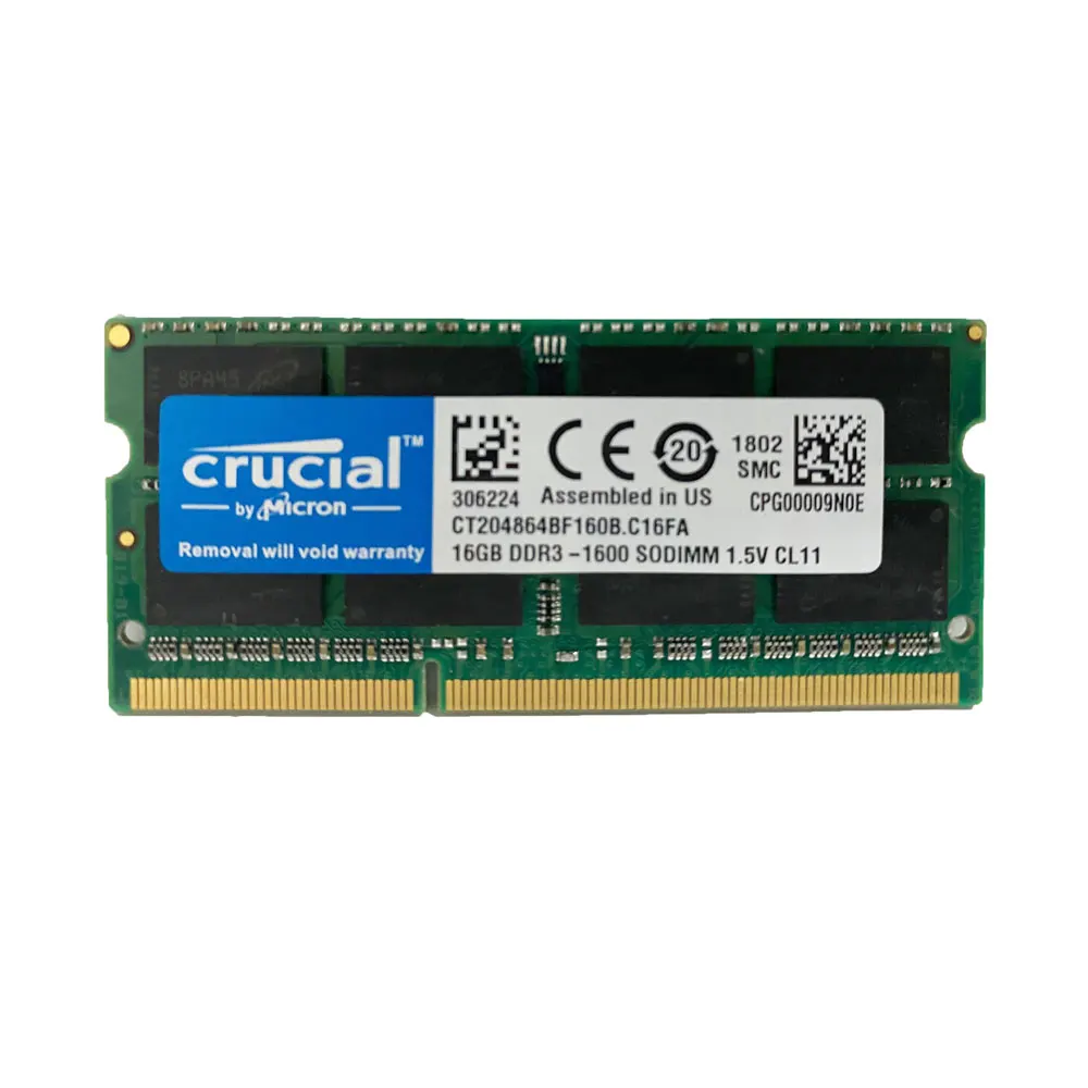 Imagem -02 - Sodimm 1.35v 1.5v Notebook Memória Ram Crucial-ddr3 e Ddr3l 16gb 1600mhz 1866mhz Pc312800 Pc3-14900