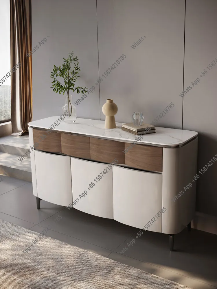 

Элитный приставной шкаф из массива дерева в стиле лайт-люкс. Современный простой разделитель для гостиной со встроенным модулем хранения.