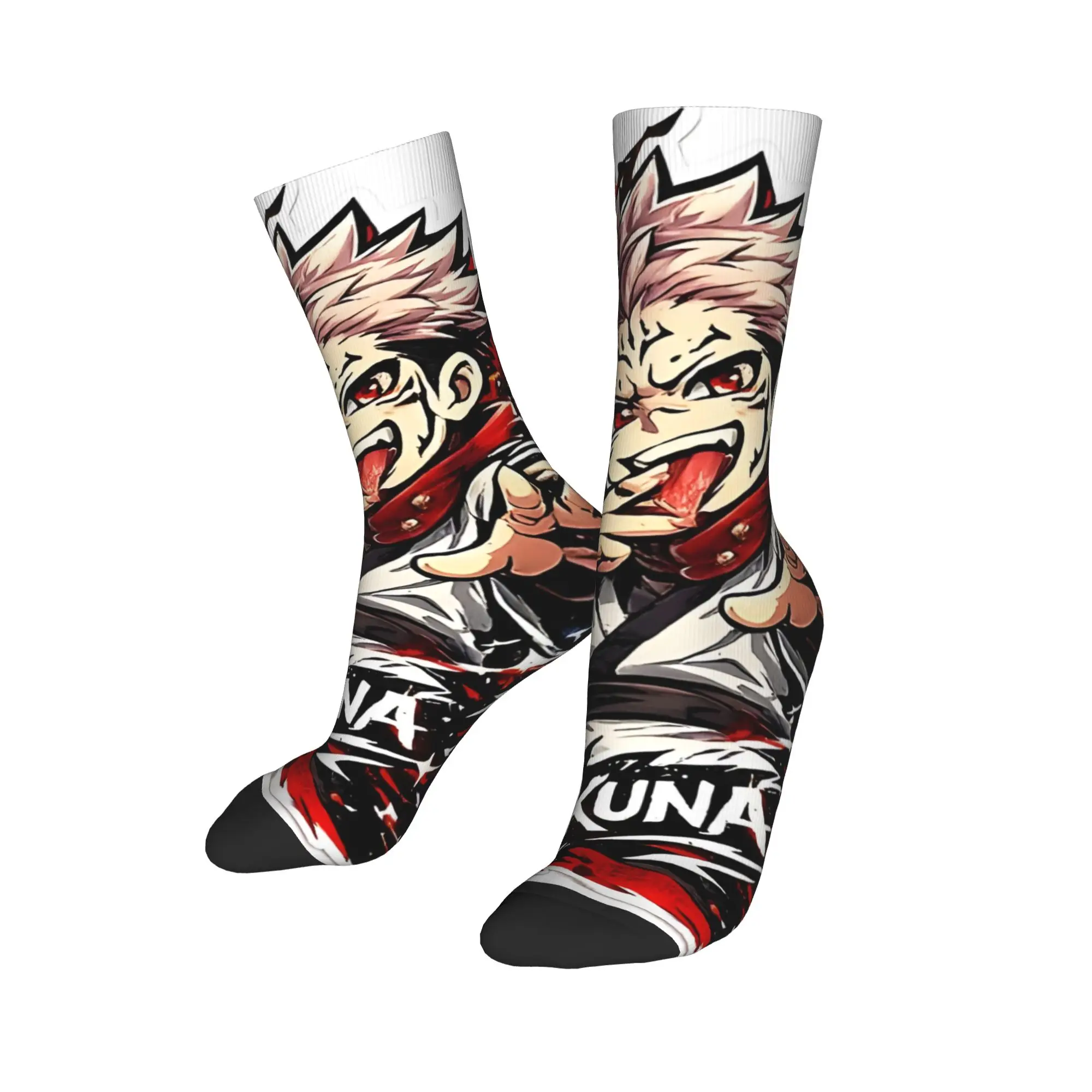 Funny Sock Bandai Jujutsu Kaisen Chibi Sukuna Hip Hop Seamless Pattern Printed Men Crew Socks Novelty Men's Socks