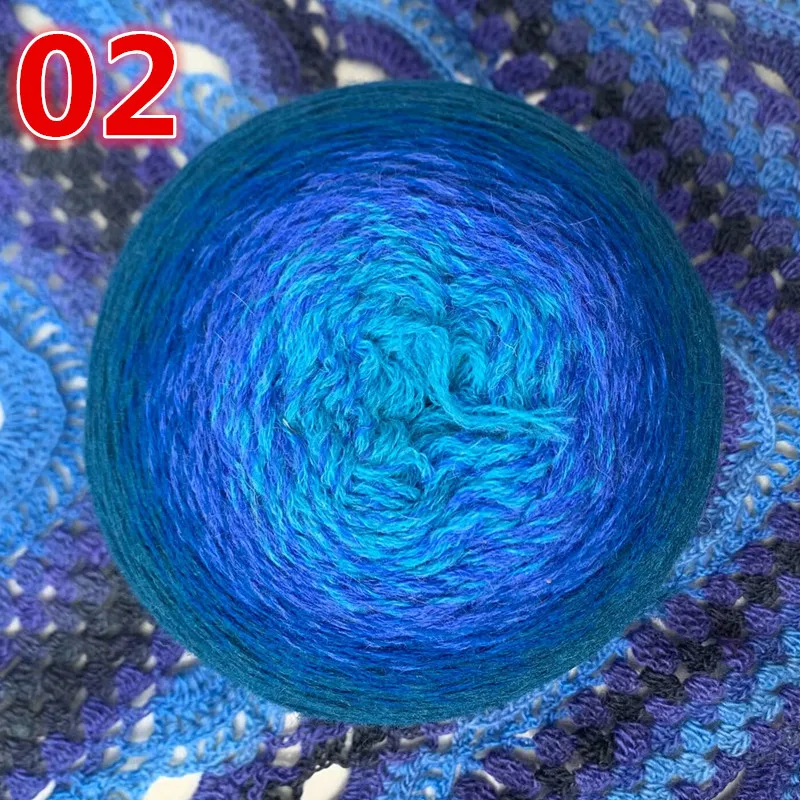

Hand Knitted adient Cake Yarn Pure Wool Medium Thi Rainbow Patterned Yarn for oulder Coat Long Segment Dyeing