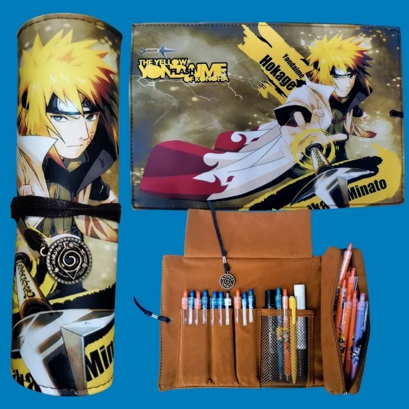 

Cartoon anime Naruto scroll pen box Sasuke student large capacity stationery box PU waterproof learning supplies student gift