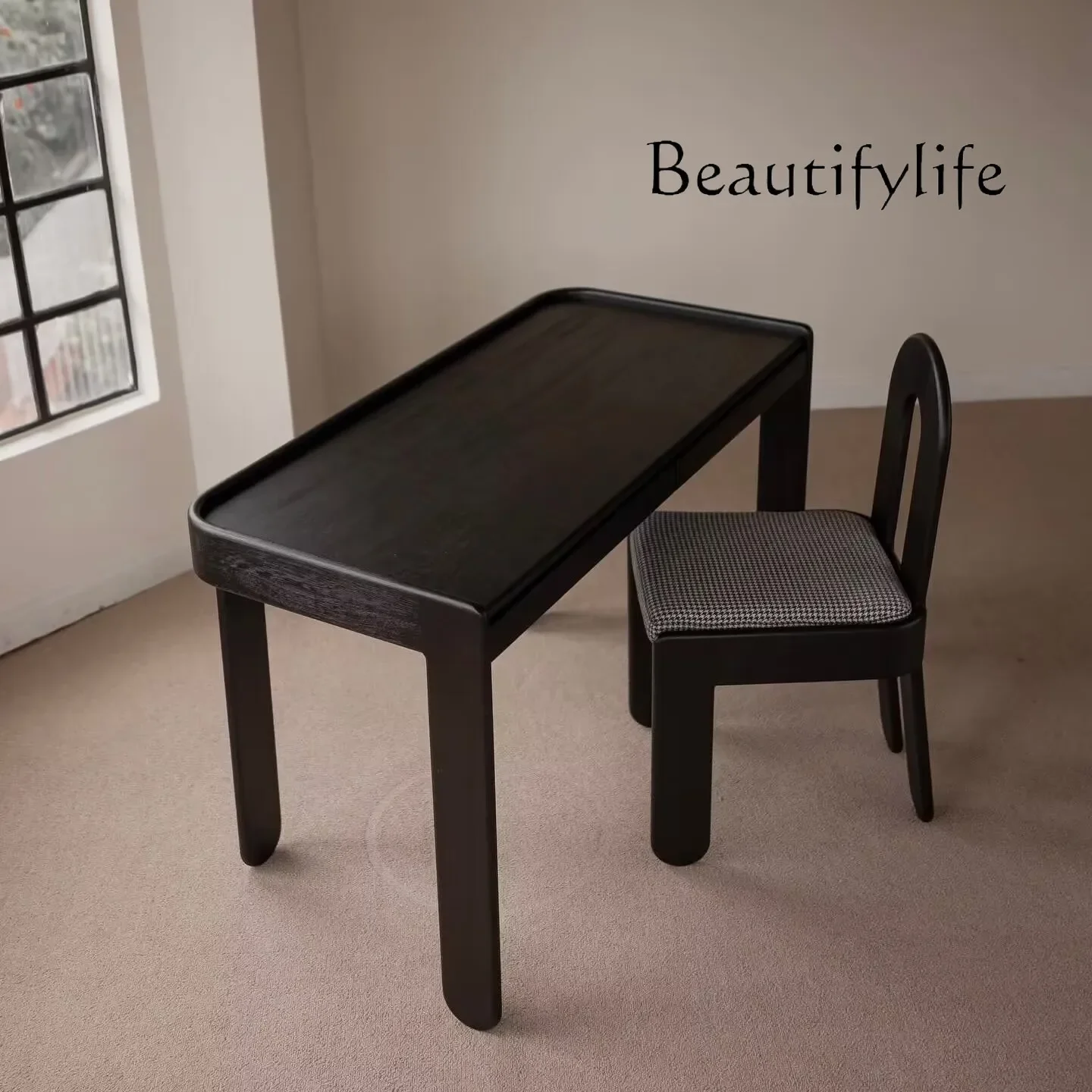 French solid wood desk home retro style study table log style desk high sense book desk chair
