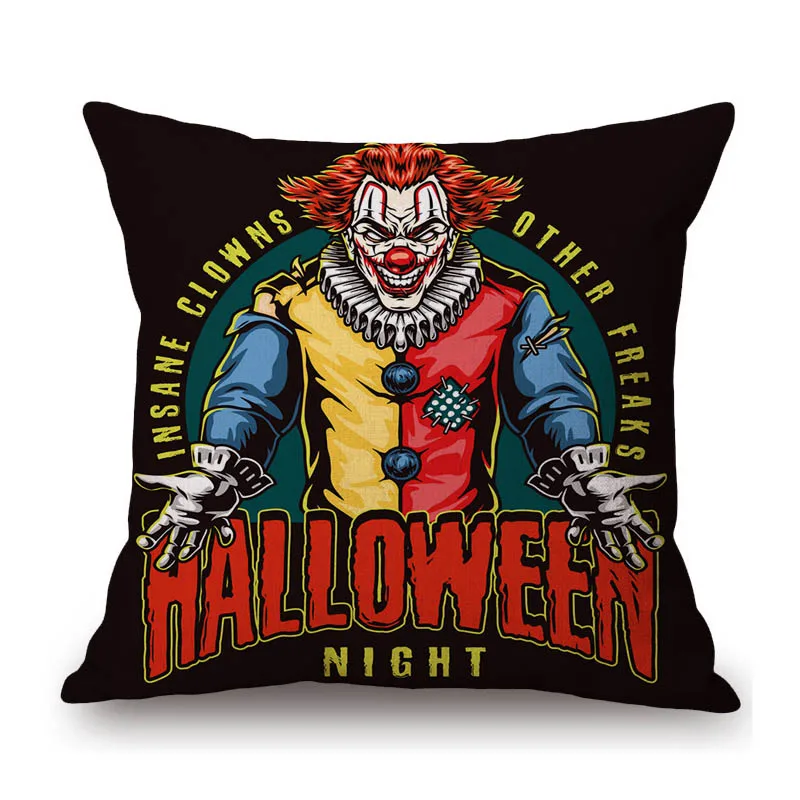 Creepy Horror Night Halloween Theme Decoration Zimbie Party  Joker Sofa THrow Pillow Case Cotton Linen Decorative Cushion Cover