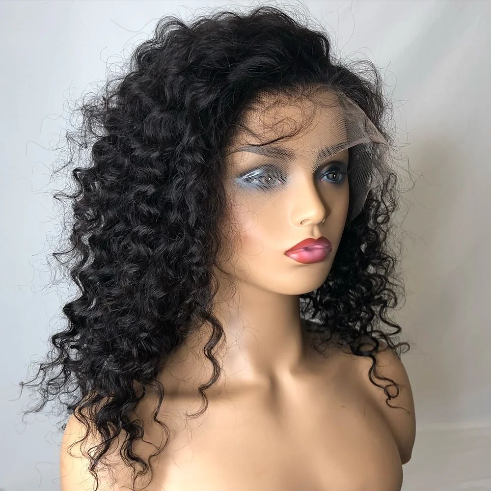 

Вьющийся парик Боб Бразильский 13x4 Короткие парики Боб Глубокая волна Кружева Фронтальные парики из человеческих волос 200% Плотность Предварительно выщипанные Натуральный черный цвет