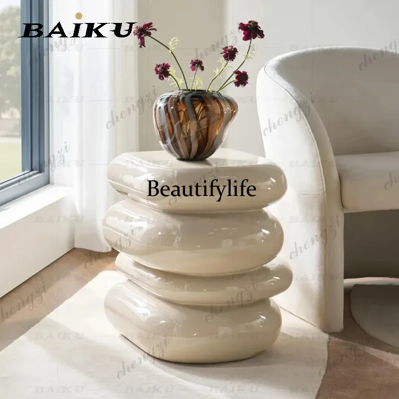 C178 Nordic pebbles stacked special-shaped art corner few fiberglass living room sofa storage small coffee table model room