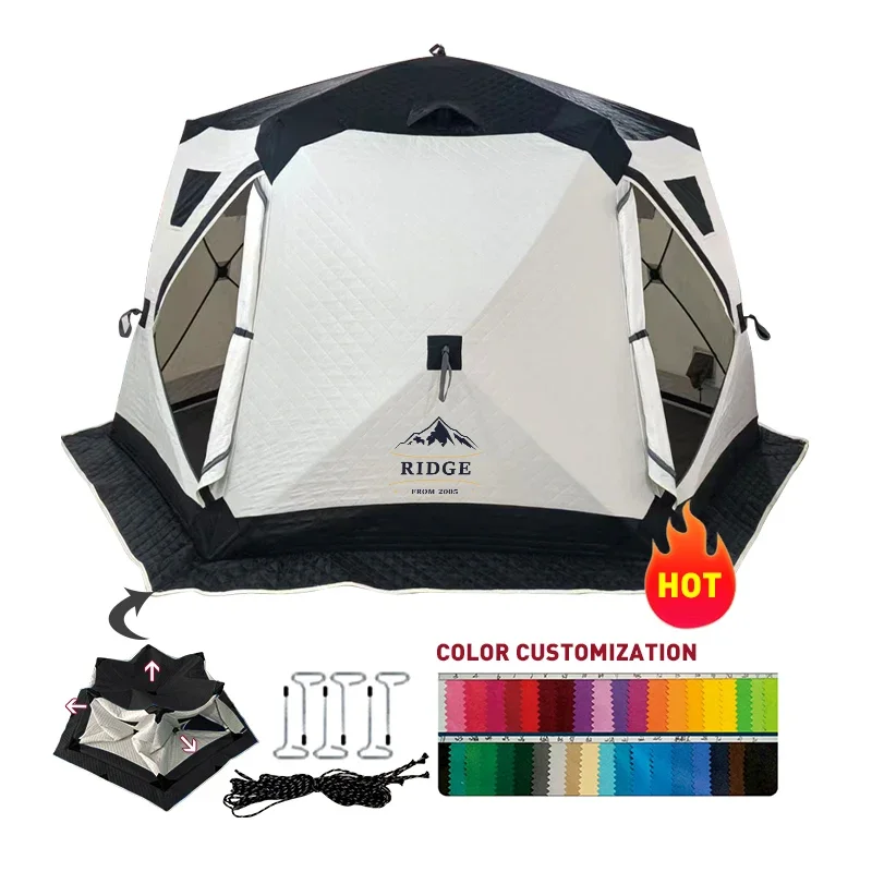 

Hot Thermal Tent Water Repellent And Wind Resistant With 6 Pieces Tent Tent Pegs Ice Fishing Shelter 6 Persons Portable