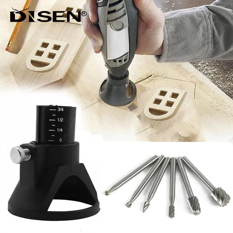 Rotary Tools Special Seat Dedicated Locator Horn Fixed Base 6pcs Wood Milling Cutter Set Dremel Accessories Power Tool