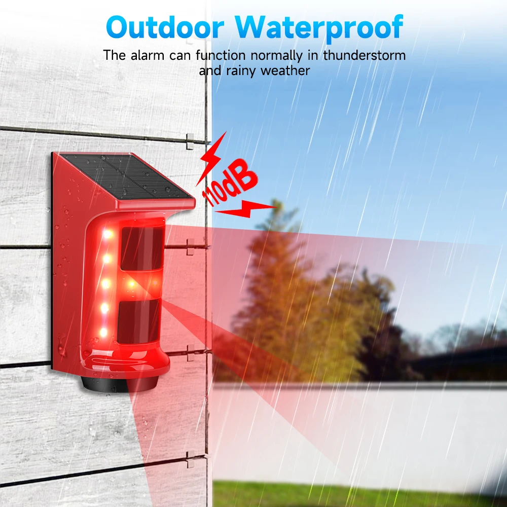 Hollarm Outdoor Solar PIR Infrared Alarm Siren Wireless IP66 Waterproof Burglar Strobe Sensor Home Security Alarm System