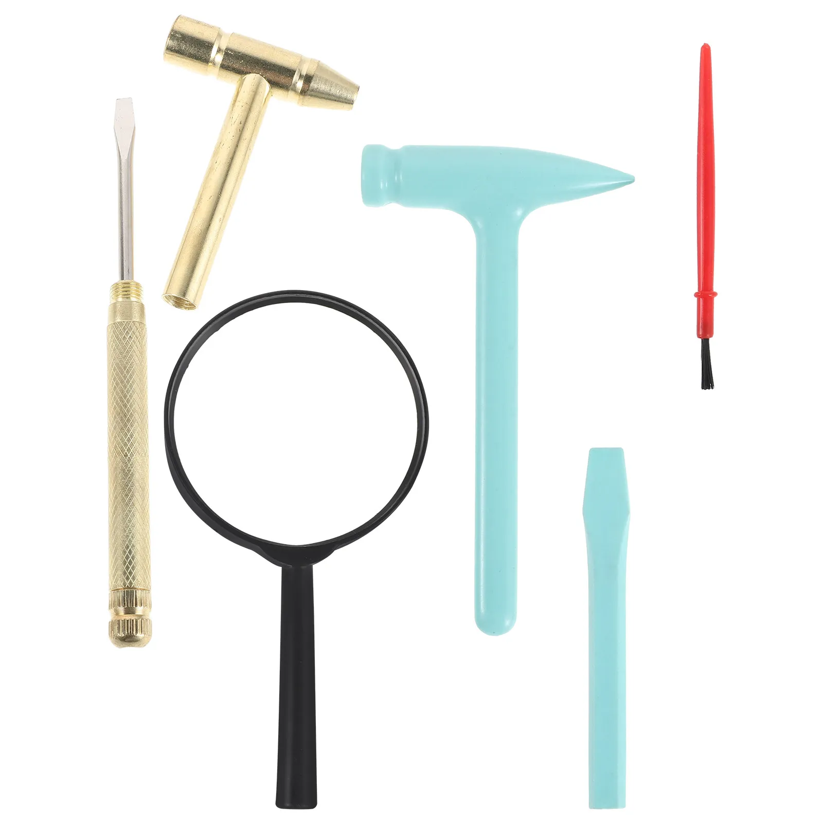 

1Set Kids Archaeology Tool Set Small Metal Hammer Chisel Brush Magnifier Excavation Kit for Kids Science Learning Outdoor