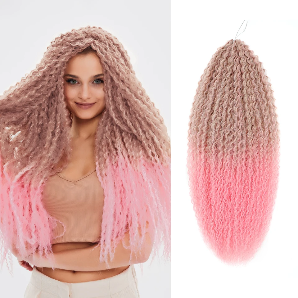 الضفائر البرازيلية غريب مجعد تجديل وصلات شعر أسود الاصطناعية تجعيد الشعر الأفريقي للنساء 20 28 بوصة أومبير براون محبوك الشعر