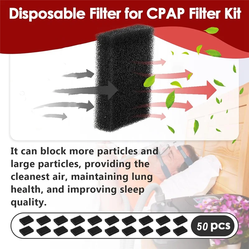 

T99C-50PCS CPAP Filters For Respironics Premium Foam Filter And Ultra Fine Filters Respironics M Series
