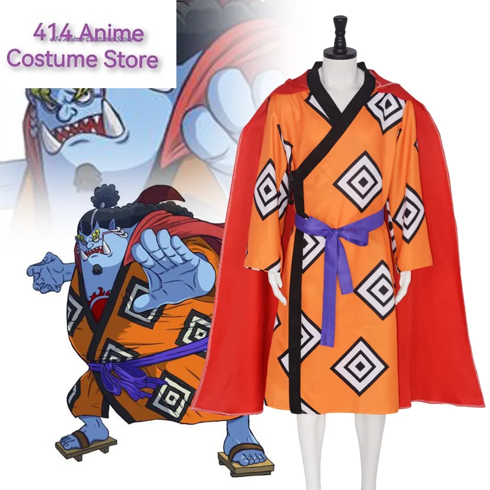 Whale Shark Man Jinbe Cosplay Sea Hero A Reliable Fat Blue Man Orange Kimono Red Robe Halloween Festival Party Performance