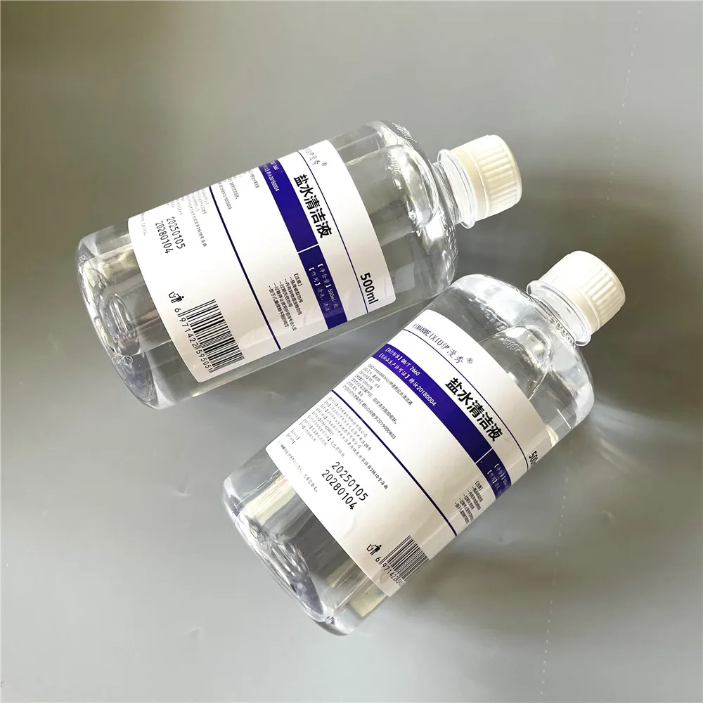 1 botella de cloruro de sodio salino fisiológico para tatuaje 0,9 solución de limpieza de agua salada dilatada tópica limpieza externa 500ml