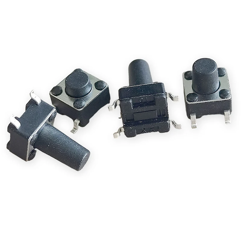 100PCS Boxed 6x6 Patch Type Tact Switch 6*6*4.3/5/6/7/8/9/10/11/12/13mm 10 Heights Each With 10pcs DC12V SMD  Micro Push Switch