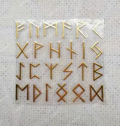 24pcs Natural Rune Stones Diy Metal Sticker Divination Crystal Stones Quartz Chakra Energy Stones Runes Stones Energy stones