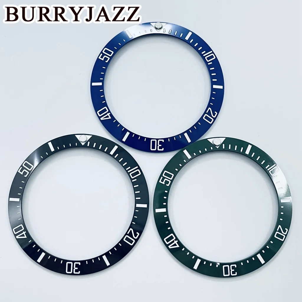 BURRYJAZZ 40mm SEA Keramik Lünette Schwarz Blau Grün Schräge Taucheruhr Einsatz Uhr Ersetzen Zifferblatt Uhr Lünette Einsätze Ring