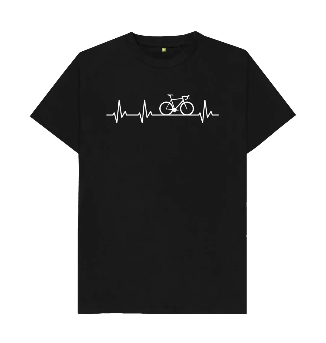 CYCLING HEARTBEAT T-SHIRT Funny Letter Print Tops Tees Shirts   Cool Printed Crazy T Shirts Graphic Lose Slogan T Shirts For Men