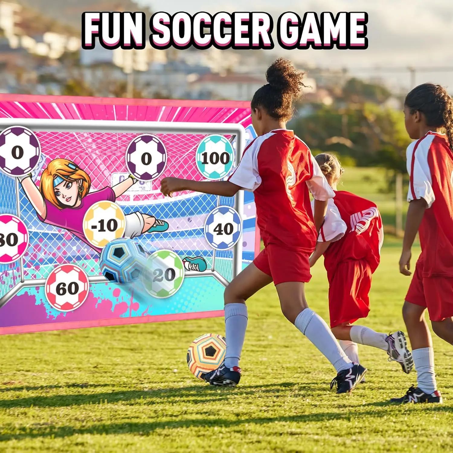 VATOS Soccer Ball Game Set for Girls Kids Toss Football Goal Game with 2 Balls Soccer Toys Indoor Outdoor Sports Game