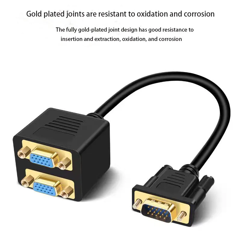 VGA One In Two Cable Computer Monitor Screen Splitter، 1 في 2 Out، 1 إلى 2 Out، 1 إلى 2 كابل توصيل، 1 إلى 2 أنثى