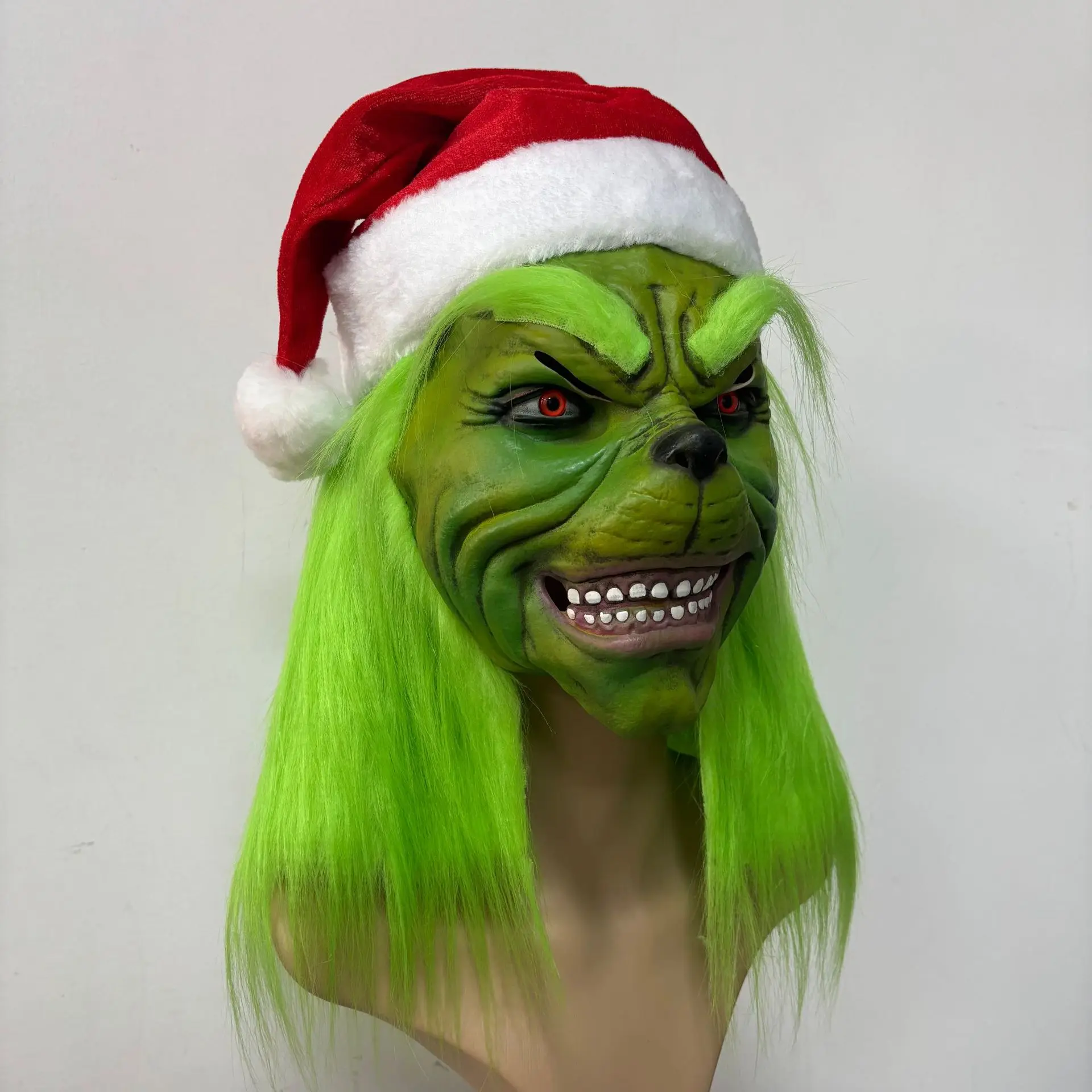 Die Weihnachts-Cosplay-Maske, Weihnachtskostüm-Latexmaske für Erwachsene, grüne Cosplay-Kostümmaske – Detail 3