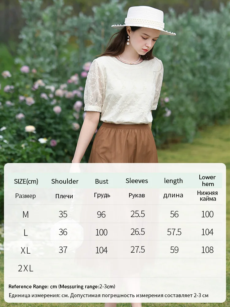 I BELIEVE YOU Women Blouse French Tencel Embroidery Short-sleeve Shirts 2024 Summer New Unique Chic Elegant Female 2241055632