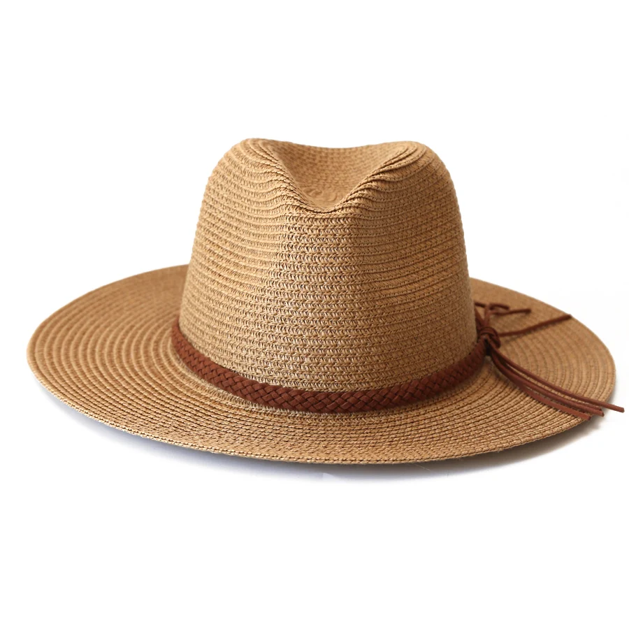 Damen Herren Strohhut mit breiter Krempe, Fedora, Sommer, Strand, UV-Schutz, Sonnenhut, UPF-Strohhut für Damen – Detail 9