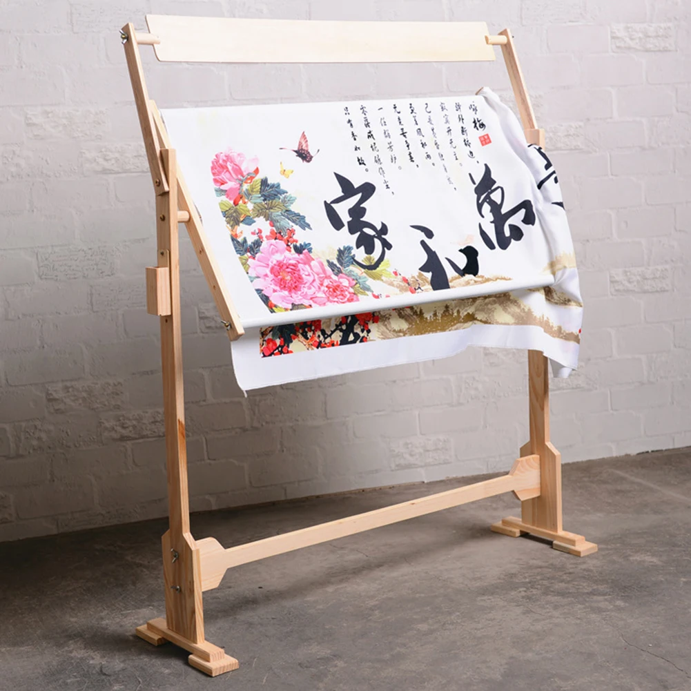 Frame Floor Stand Adjustable Wood Pine Cross Stitch Embroidery Tapestry Hoops Hight Tools Sewing Handmade Tool Accessories