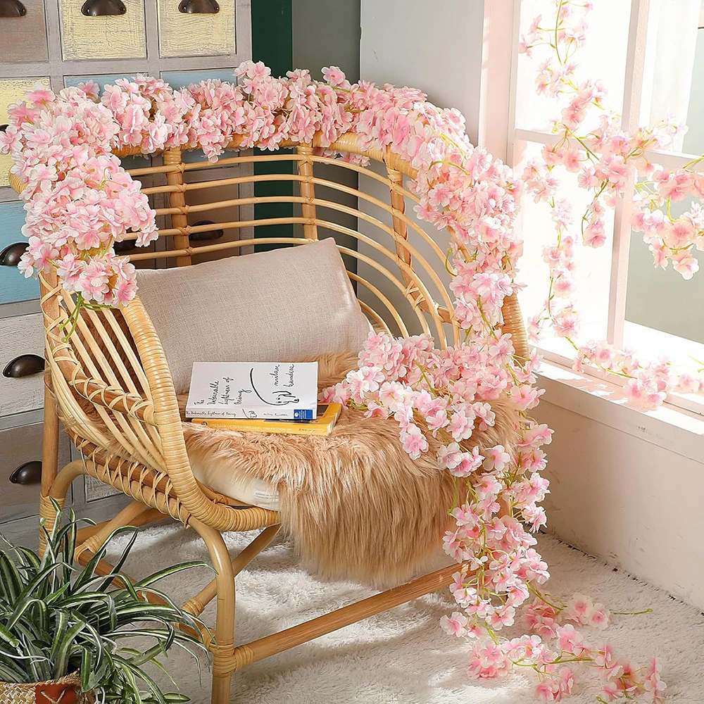 180cm Künstliche Sakura-Blumengirlande, Kirschblüten-Deko für Hochzeit, Garten, Bogen, Hintergrund, Heim und Partydekoration – Detail 10